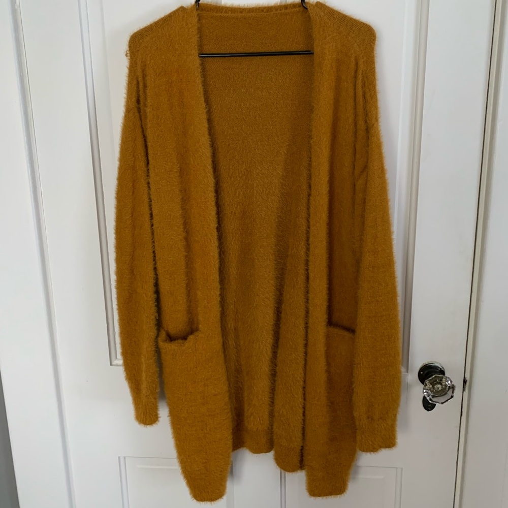 Fluffy burnt orange cardigan